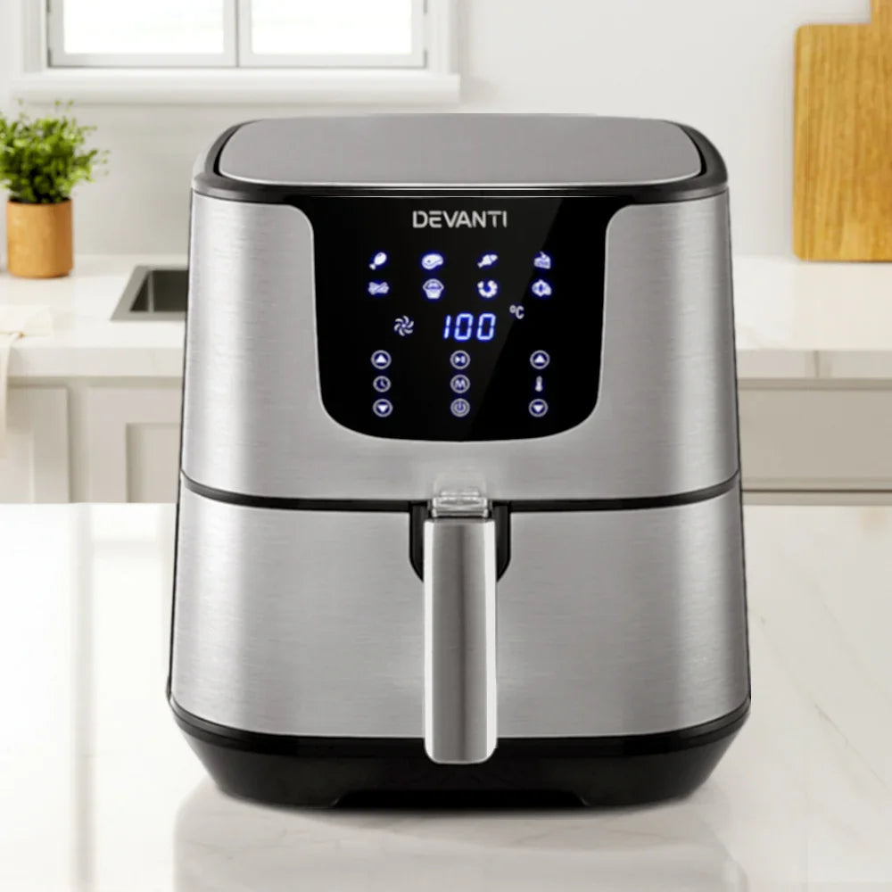 Devanti Air Fryer 7L LCD Fryers Stainless Steel - Flea Market